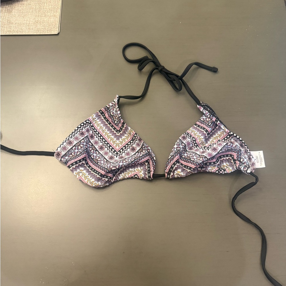 Mossimo Supply Co. Black and Pink Patterned Bikini Top